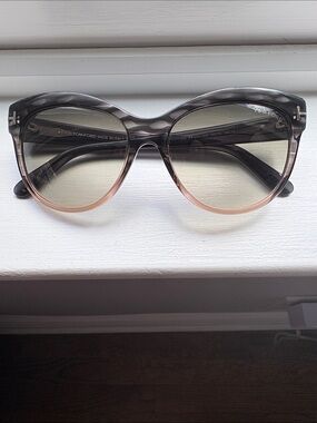 Tom Ford “Lily” Grey to Pink Ombre Cat-Eye Sunglasses